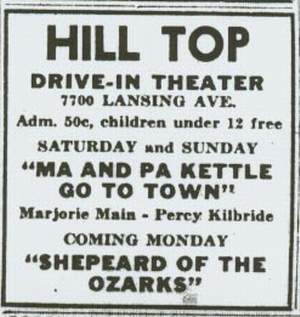 Hilltop Drive-In Theatre - HILLTOP AD JULY 4 1952